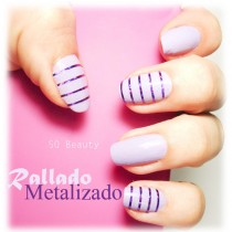 Nail Friday manicura Rayado metalizado, Metallic stripes Silvia Quiros SQ Beauty, manicure